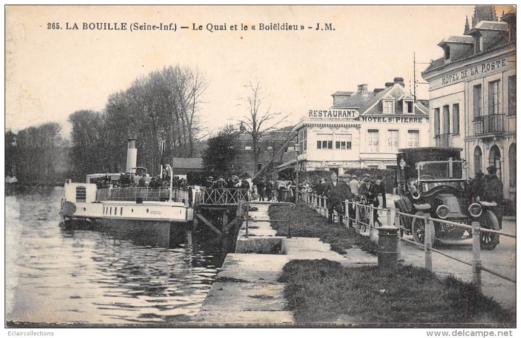 La Bouille  76   Le Quai Et Le Boeldieu Devant Hotel De La Poste - La Bouille