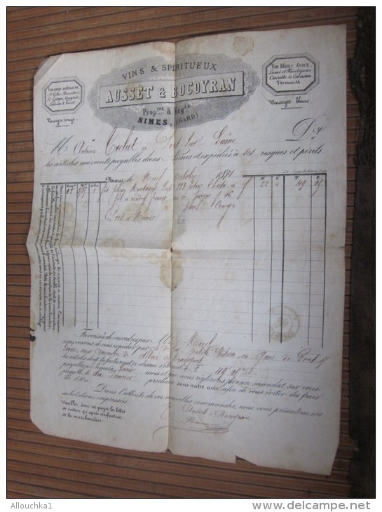 9-10-1871 Cérés Seul Sur Lettre (facture Entête )de Nimes Pr Port Sur Saône Haute Saône Vinaigre Vin Rouge En Fut - 1849-1876: Période Classique