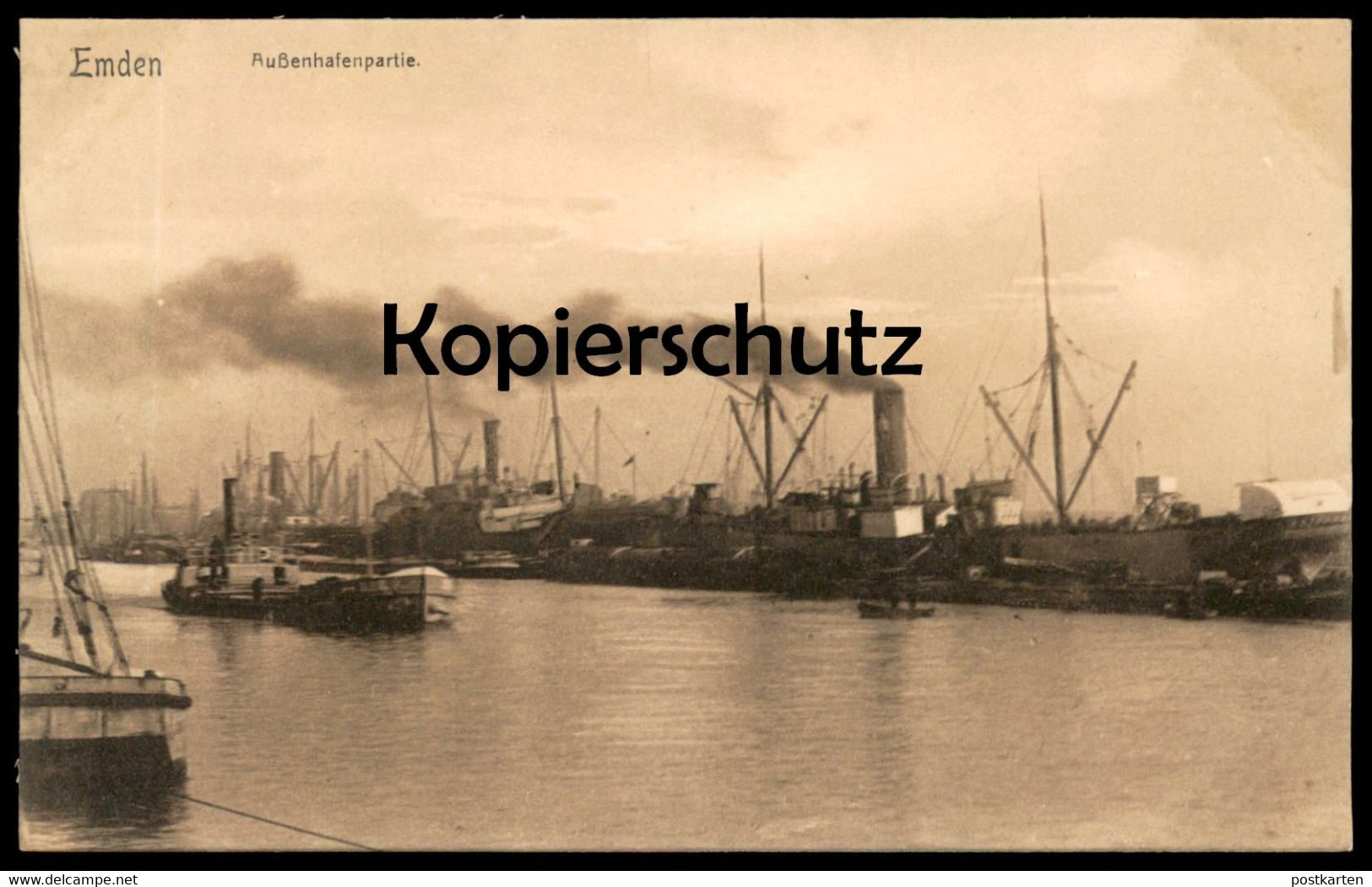 ALTE POSTKARTE EMDEN AUSSENHAFENPARTIE Dampfer Steamship Steamer Steamboat Bateau à Vapeur Cargo Ship Hafen Harbour Port - Emden