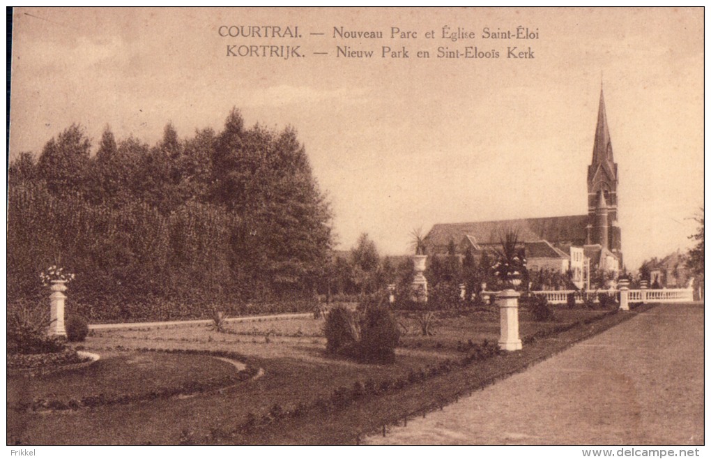 Courtrai Kortrijk Nouveau Parc Et Eglise Saint-Eloi Nieuw Park En Sint Eloois Kerk 1922 - Kortrijk