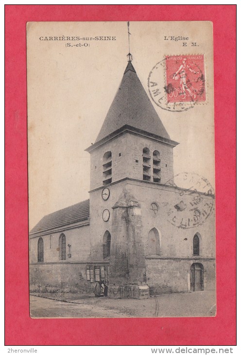 CPA - CARRIERES Sur SEINE - L' Eglise - Edition Noel - 1928 - Carrières-sur-Seine