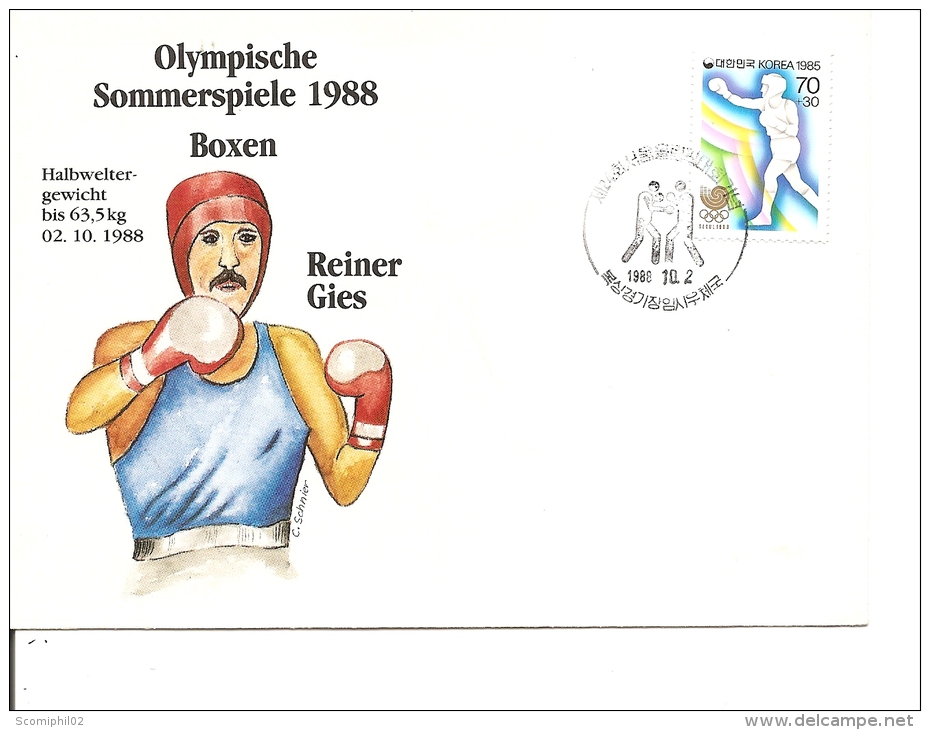 JO De Séoul-1988 -Boxe ( FDC De Corée Du Sud à Voir) - Zomer 1988: Seoel