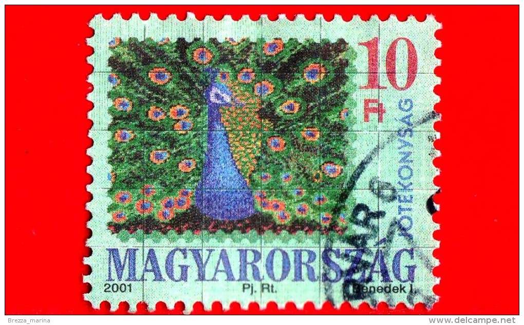 UNGHERIA - MAGYAR - Usato - 2001 - Tentativo Di Creare Il Più Grande Francobollo Del Mondo - Pavone - 10 - Used Stamps