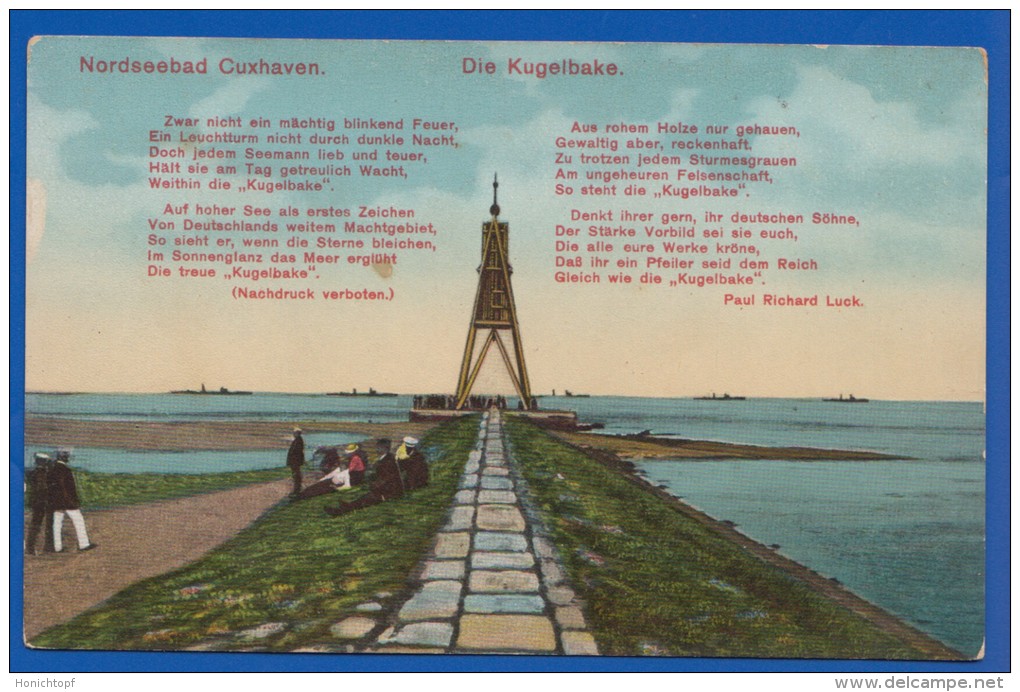 Deutschland; Cuxhaven; Kugelbake Mit Spruch Von Paul Richard Luck - Cuxhaven