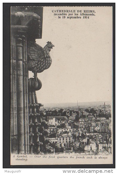 DF / 57 MOSELLE / METZ / GUERRE 1914 - 18 / LA CATHEDRALE INCENDIEE PAR LES ALLEMANDS  / LE COQ FRANÇAIS - Guerre 1914-18