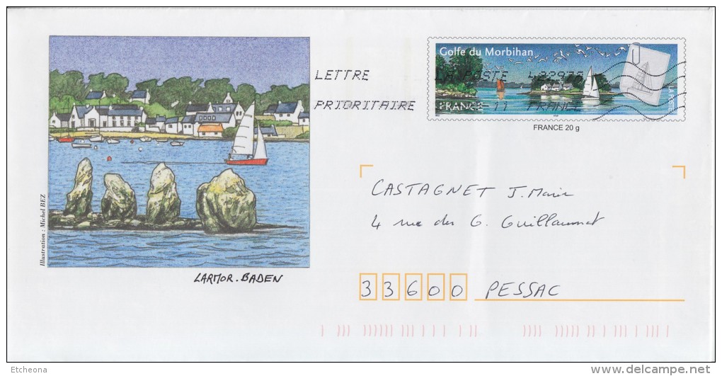 = Enveloppe Prêt à Poster Illustrée Larmor Baden Port Voilier Rochers Type 3783 Golfe Du Morbihan Oblitéré 31-03-11 - PAP : Altri (1995-...)