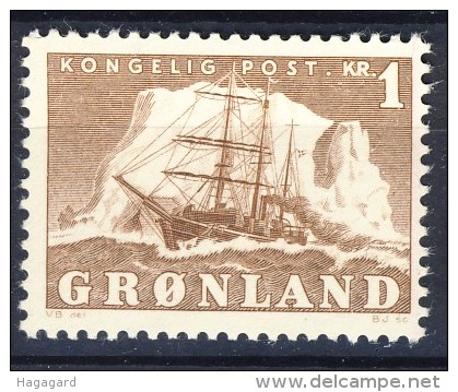 ##C2509. Greenland 1950. Sailship. Michel 35. MH(*) - Unused Stamps