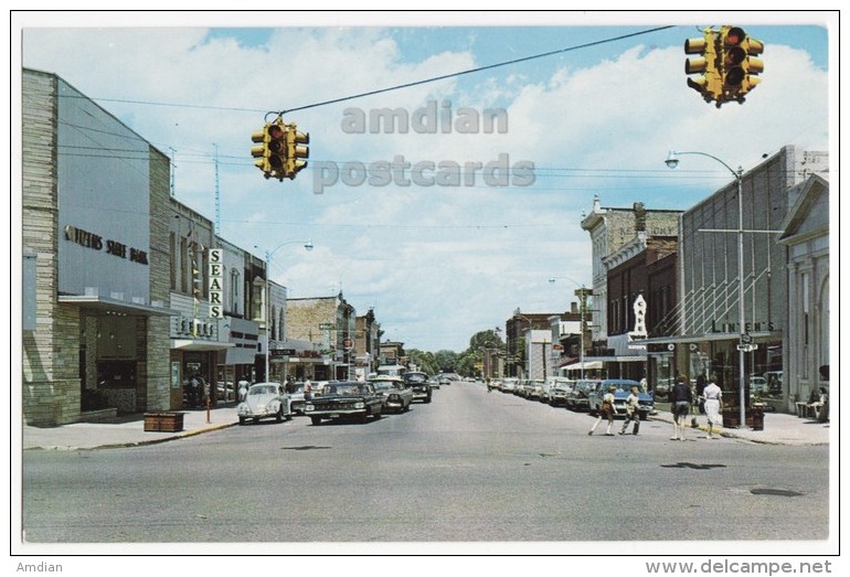 USA - BIG RAPIDS MI - SOUTH MICHIGAN AVE STREET -TOWN VIEW - C1960s Vintage Postcard - STORES [4416] - Grand Rapids