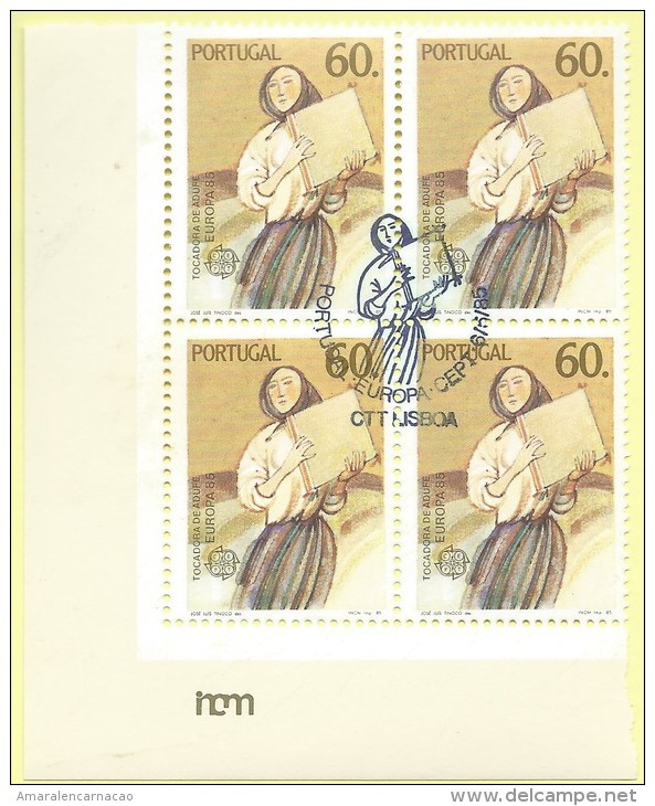 TIMBRES - STAMPS - PORTUGAL - 1985 - EUROPA C.E.P.T. - OBLITERATION TRIPLE - 4 TIMBRES - Gebraucht