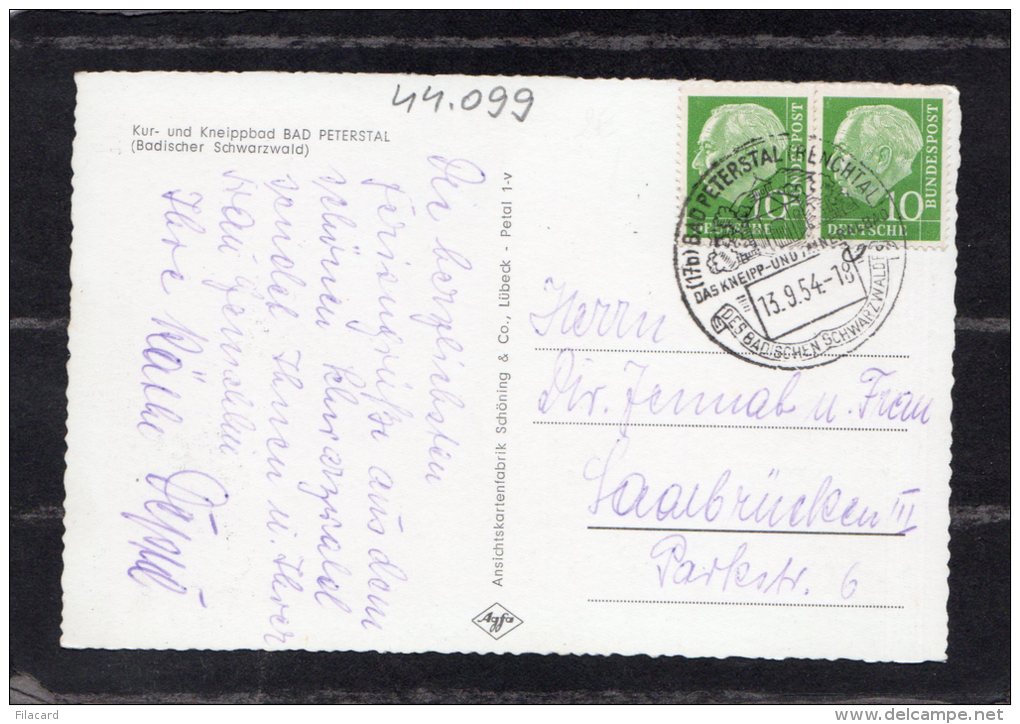 44099    Germania,   Kur-  Und  Kneippbad  Bad  Peterstal (Badischer  Schwarzwald),  VG  1954 - Bad Peterstal-Griesbach