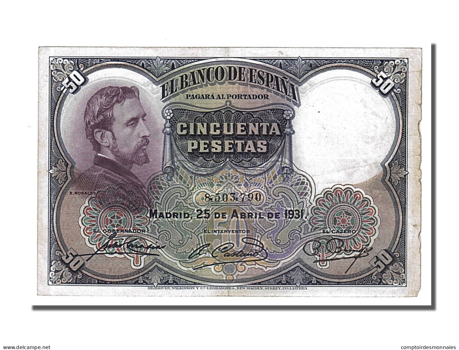 Billet, Espagne, 50 Pesetas, 1931, 1931-04-25, TTB - 50 Peseten