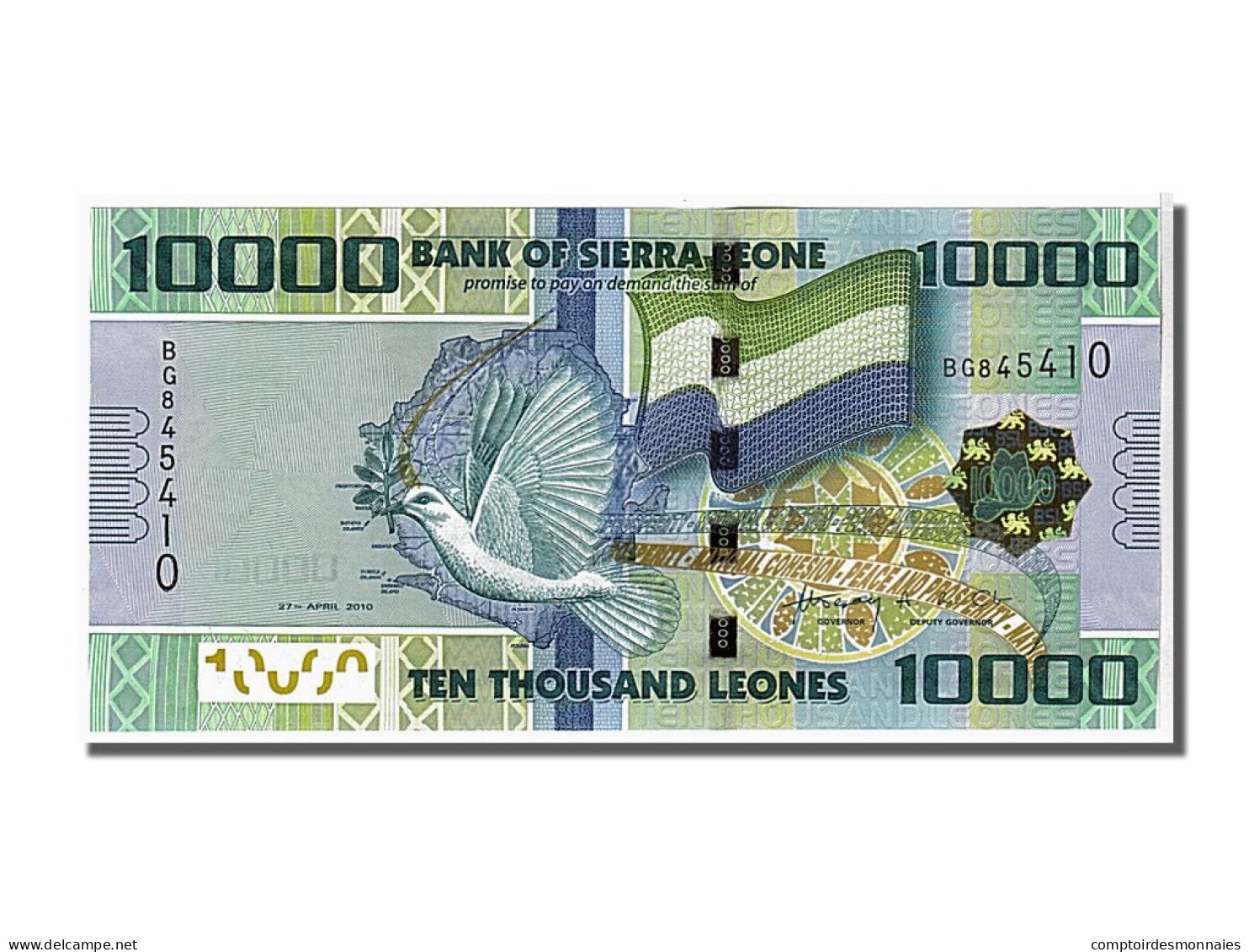 Billet, Sierra Leone, 10,000 Leones, 2010, KM:33, NEUF - Sierra Leone