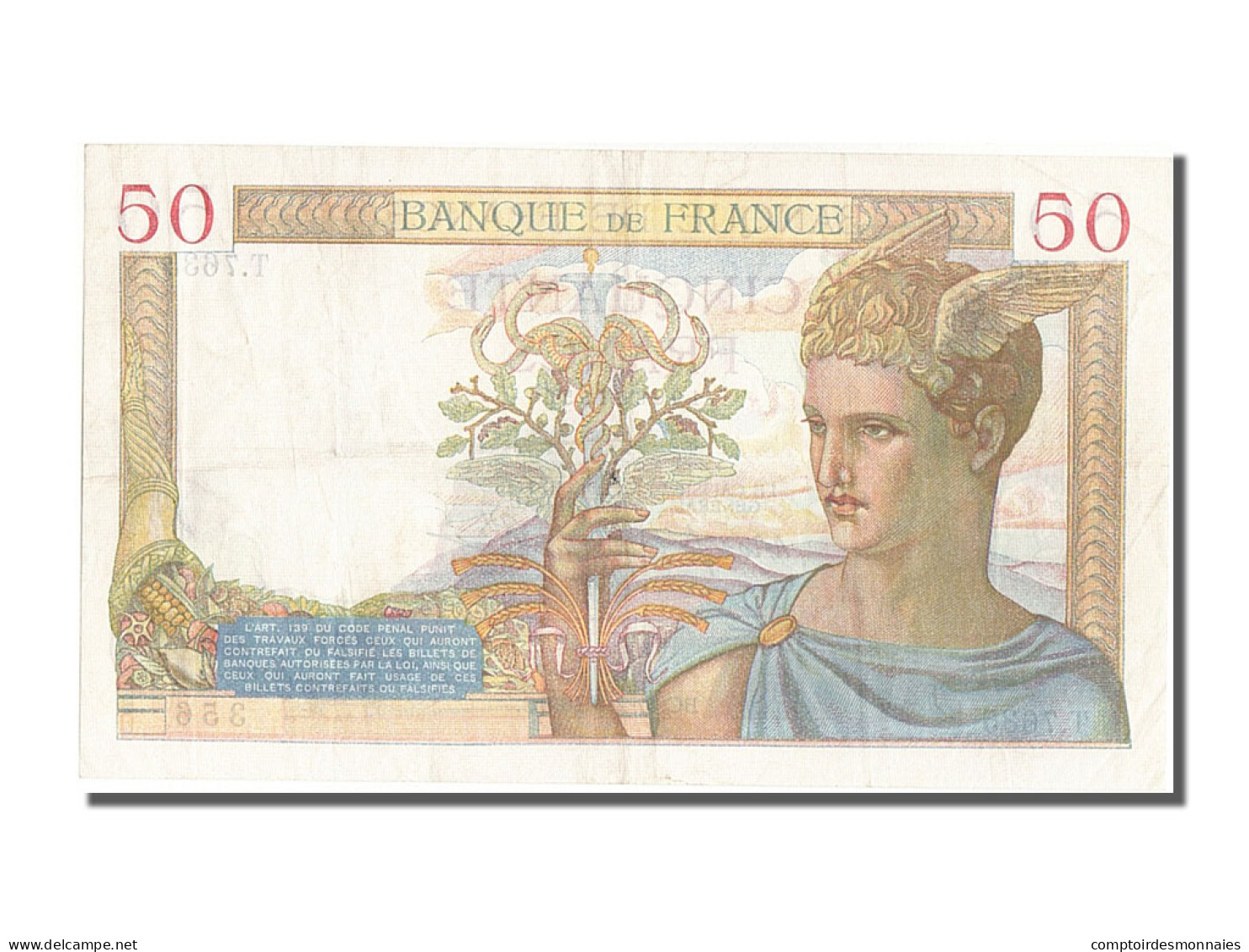 Billet, France, 50 Francs, 50 F 1934-1940 ''Cérès'', 1939, 1938-02-17, SUP+ - 50 F 1934-1940 ''Cérès''