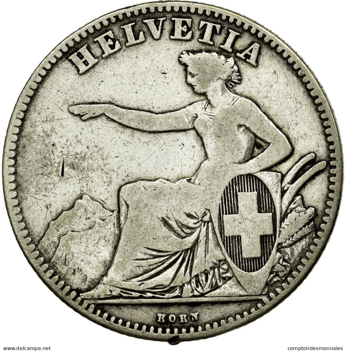 Monnaie, Suisse, 2 Francs, 1862, Bern, TB+, Argent, KM:10a - Autres & Non Classés