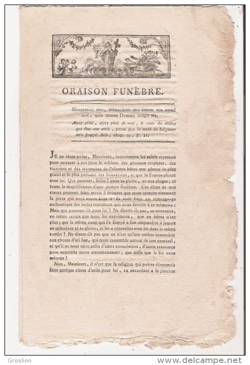 RARE L'ORAISON FUNEBRE 1810 DU DUC DE MONTEBELLO JEAN LANNES MARECHAL D'EMPIRE DE NAPOLEON BONAPARTE  A AUCH - Historische Dokumente