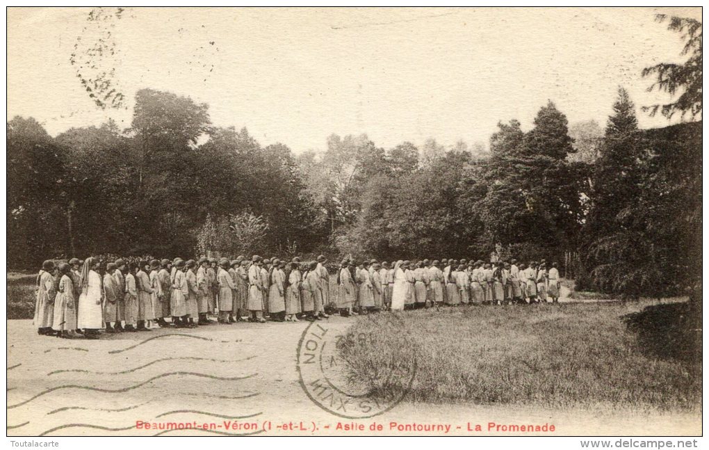 CPA 37 BEAUMONT EN VERON ASILE DE PONTOURNY LA PROMENADE 1932 - Autres & Non Classés