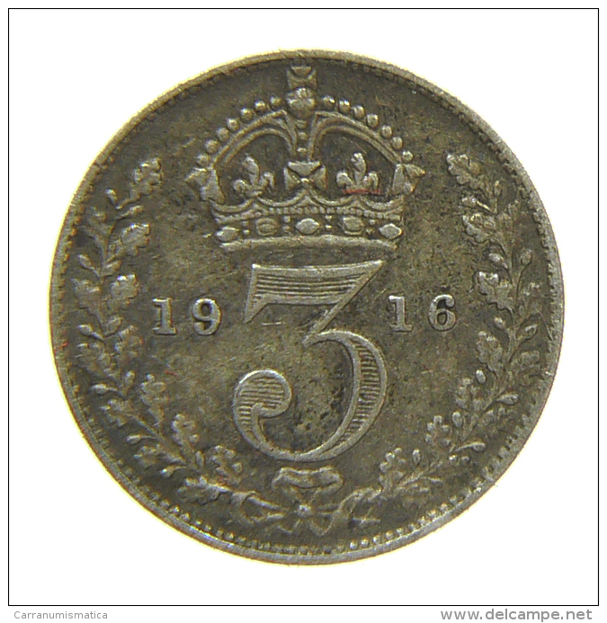 GREAT BRITAIN 3 PENCE 1916 SILVER - F. 3 Pence