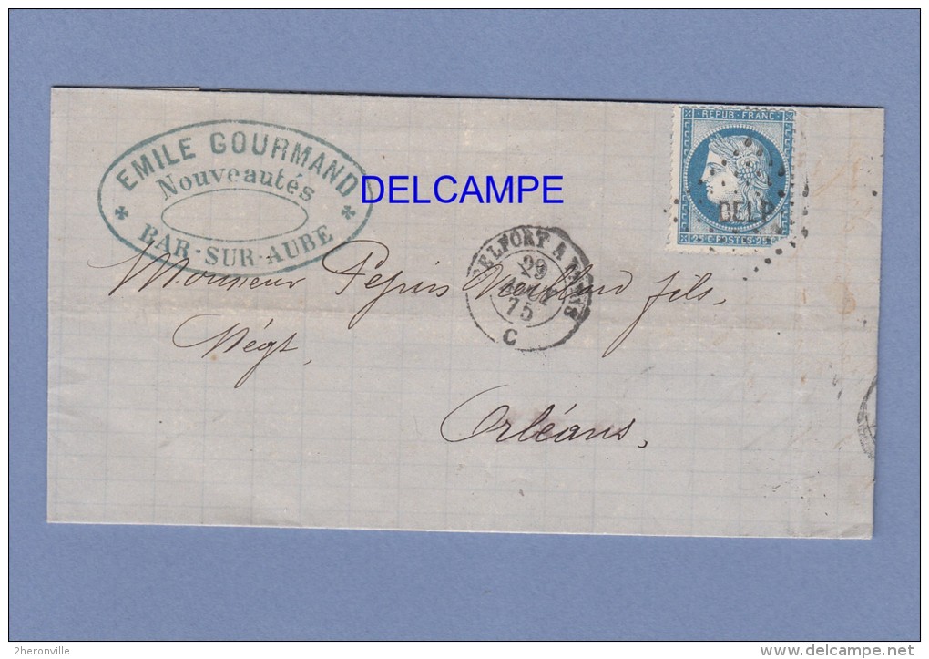 Lettre Ancienne De 1875- BAR Sur AUBE - Maison Emile Gourmand , Nouveautés - - 1800 – 1899
