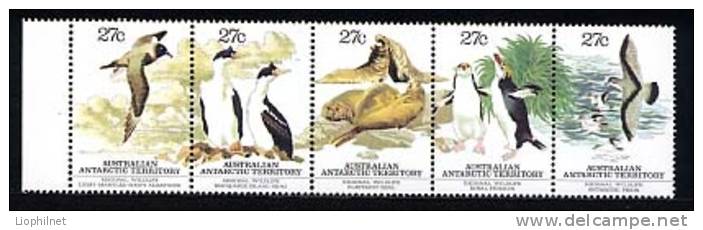 TERRITOIRE ANTARCTIQUE AUSTRALIEN 1982, VIE SAUVAGE REGIONALE, 5 Valeurs, Neufs. R464 - Pinguïns & Vetganzen