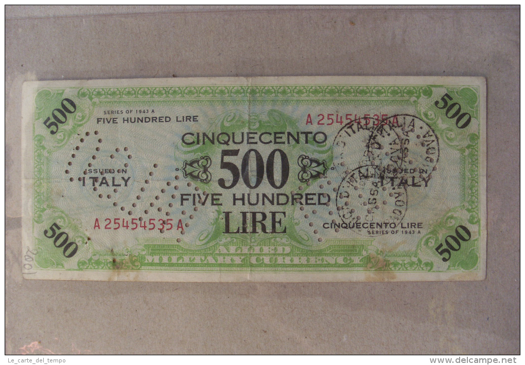 Banconota 500 Lire Falso D'Epoca. Occupazione Americana Dell'Italia. - 1900-1946 : Victor Emmanuel III & Umberto II