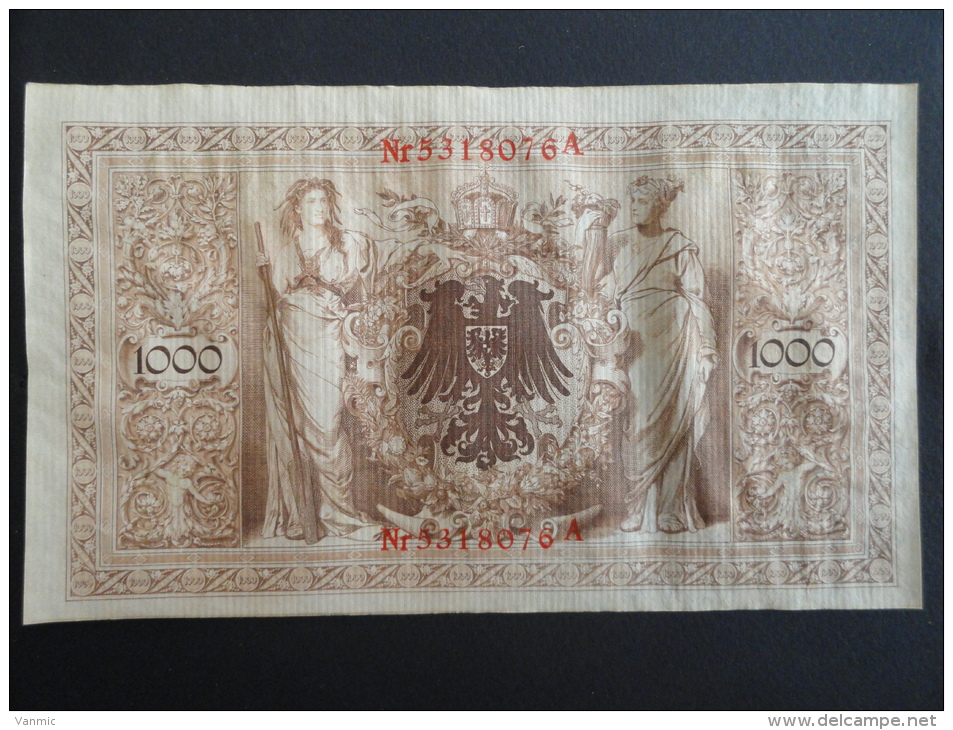 1910 A - 21 Avril 1910 - Billet 1000 Mark - Allemagne - Série A : N° 5318076 A - ReichsBanknote Deutschland Germany - 1.000 Mark