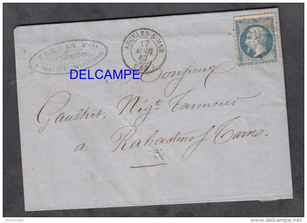 Lettre Ancienne De 1867 - ARGELES Sur MER ( Pyrénées Orientales ) - Maison Ferrand - Brasserie Barthel Walter  - RARE - - 1800 – 1899