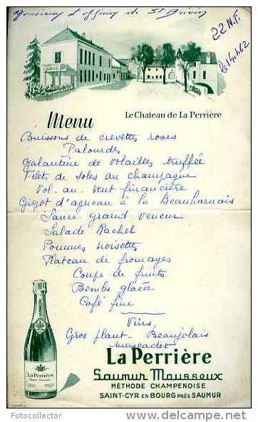 Menu 14 Janvier 1962 - Menus