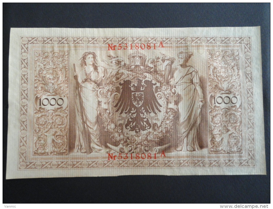 1910 A - 21 Avril 1910 - Billet 1000 Mark - Allemagne - Série A : N° 5318081 A - ReichsBanknote Deutschland Germany - 1000 Mark