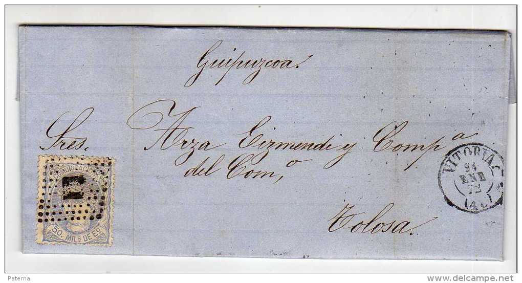 1079 Carta Entera Vitoria 1872 Alegoria - Cartas & Documentos