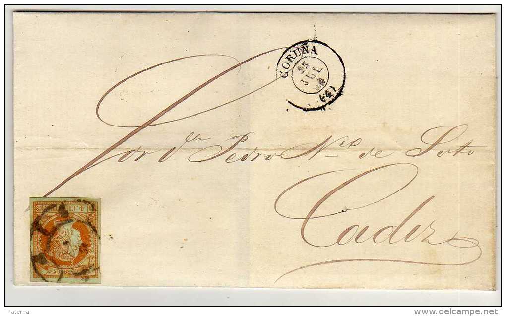 1084   Envuelta Coruña 1860 Rueda De Carreta 4 - Briefe U. Dokumente