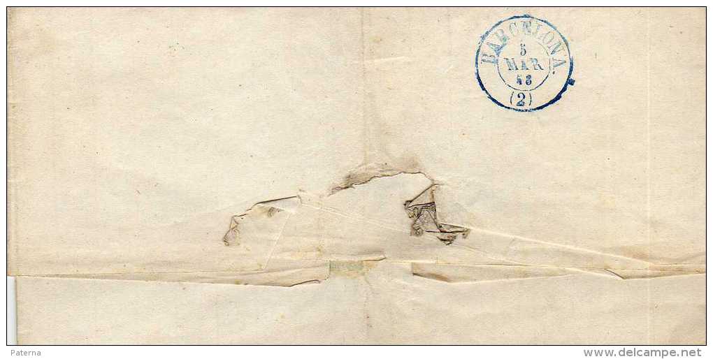1086  Carta Entera Tarrega 1858 Lerida Fechador Y Parrilla En Negro - Briefe U. Dokumente