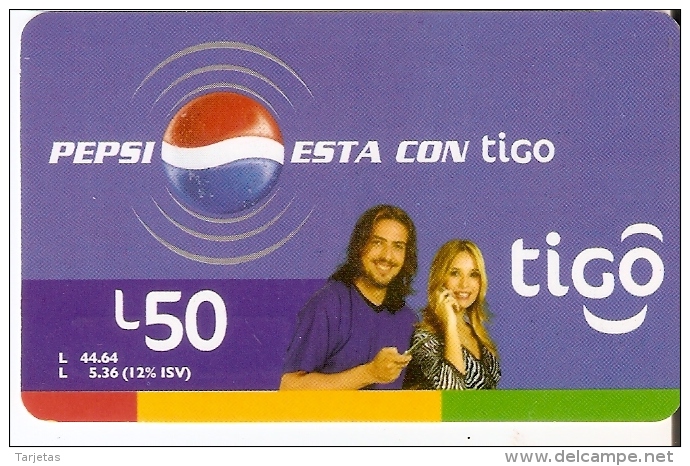 TARJETA DE HONDURAS DE TIGO DE PEPSI-COLA ESTA CONTIGO - Publicidad