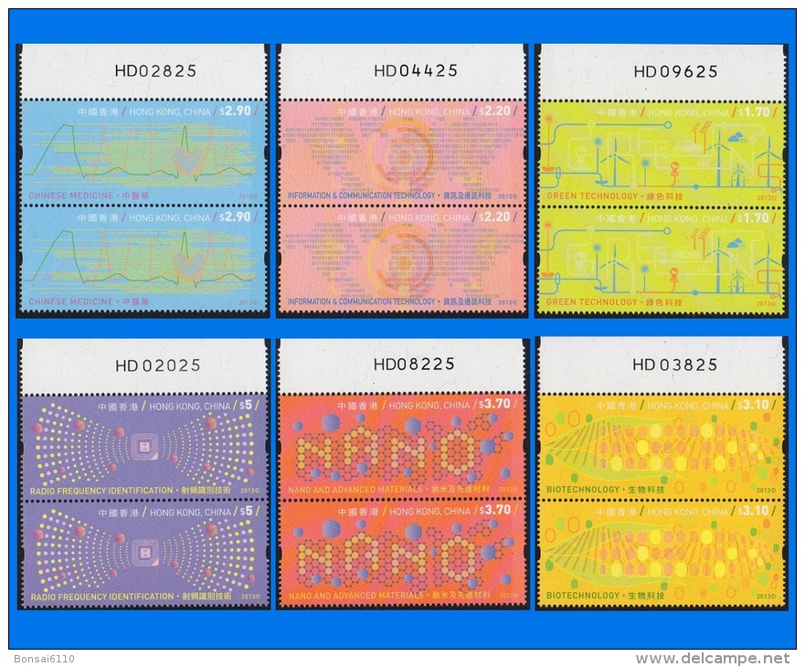 HK 2013-0012, Innovation & Technology, Pair Set Of 6 Denominations MNH - Unused Stamps