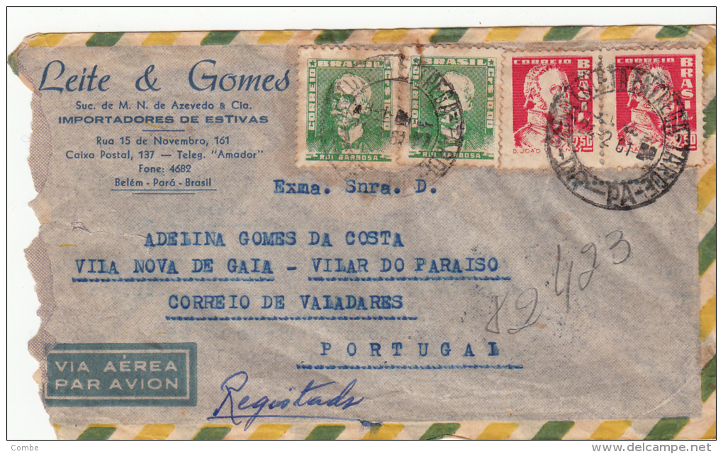 LETTRE  BRESIL 1961, LAVRADO BOLETIM DE VERIFICAÇÃO, BELEM LISBOA PORTUGAL /2405 - Briefe U. Dokumente