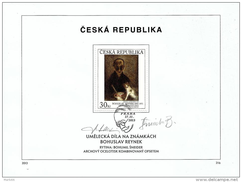 Czech Republic - 2013 - Art On Stamps - Bohuslav Reynek - FDS (first Day Sheet)  Signed By Stamp And Postmark Designers - Covers & Documents