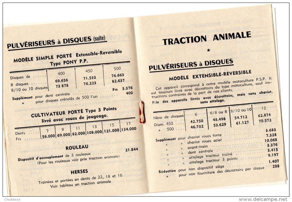 INSTRUMENTS AGRICOLES) MOTOCULTURE FEVRIER 1959 -TRACTION ANIMALE  Ou TRACTEUR  -6 Pages RV - Trattori