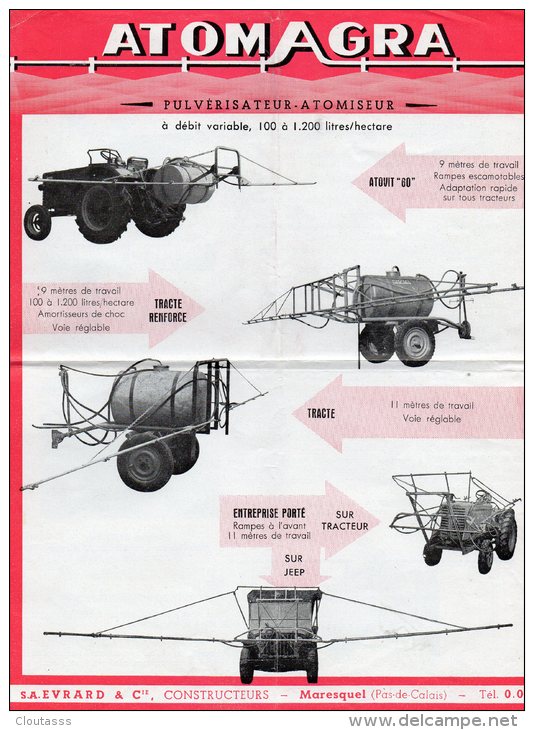 PULVERISATEUR-ATOMISEUR AGRICOLE)  5 OUTILS DIFFERENTS - CARISTIQUES AU DOS - MARQUE ATOMAGRA - Material Und Zubehör