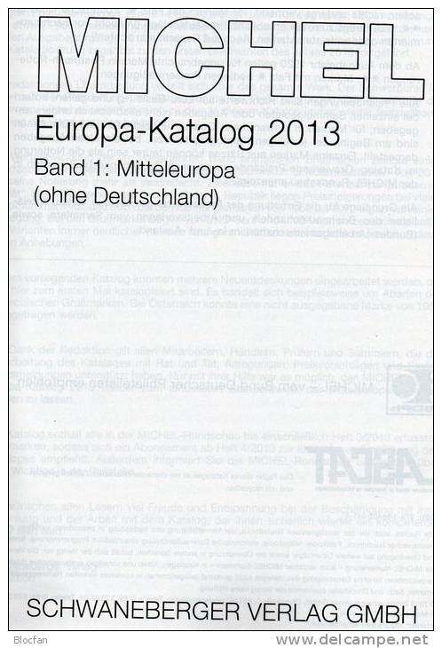Band 1 Stamp Europa Katalog MICHEL 2013 Neu 60€ Mitteleuropa Austria Schweiz UNO CZ CSR Ungarn FL Slow 978-3-95402-041-6 - Tedesco