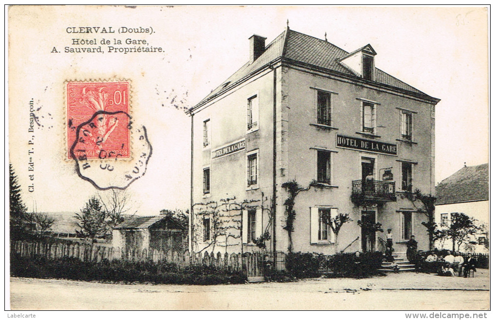 DOUBS 25.CLERVAL HOTEL DE LA GARE A. SAUVARD PROPRIETAIRE - Autres & Non Classés