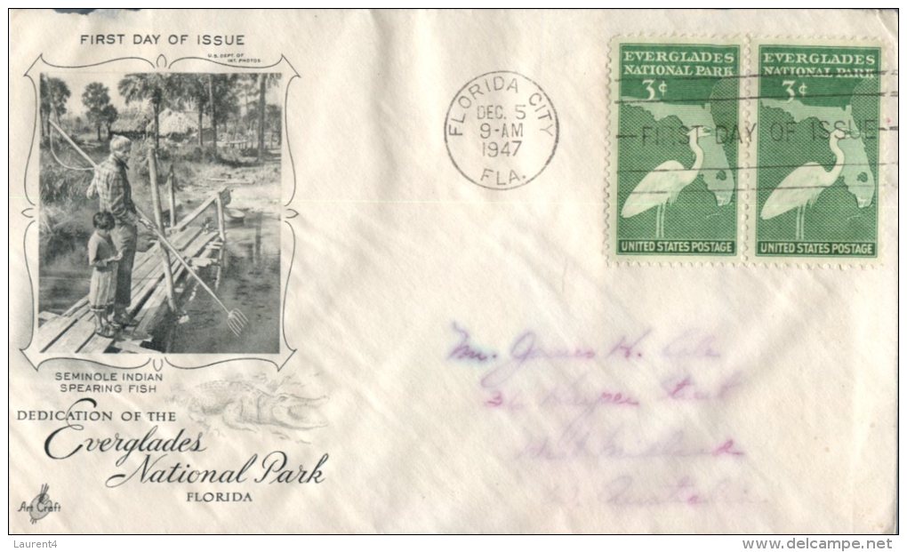 (388) USA FDC Cover - Sent To Australia - 1947 - Everglades - 1941-1950