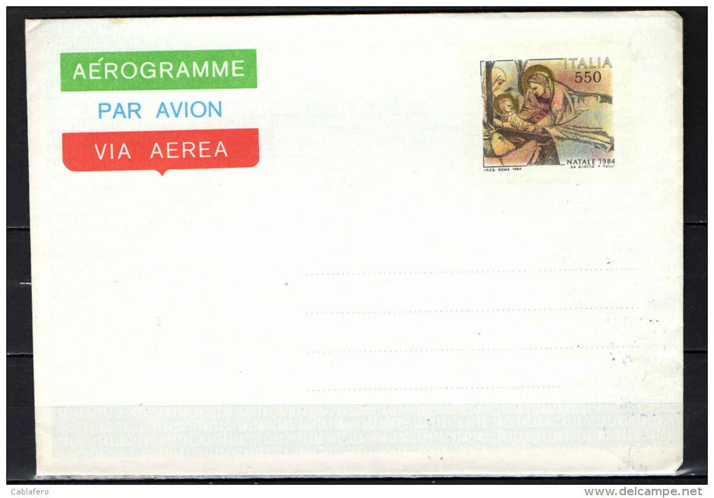 ITALIA - 1984 - AEROGRAMMA FRANCOBOLLO NATALE 1984 DA L. 550 - Interi Postali