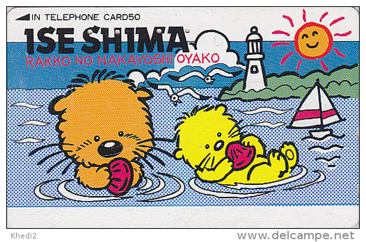 TC JAPON / 110-011 - ANIMAL - LOUTRE COQUILLAGE PHARE Bateau - OTTER SHELL Lighthouse JAPAN Phonecard - MUSCHEL - 489 - Japon