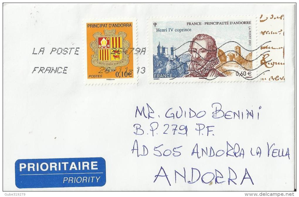 FRANCE / ANDORRA 2013 - SPECIAL ENVELOPPE (nr 1)   COMMON ISSUE STAMP HENRY IV  COPRINCE  ANDORRA / FRANCE DE 0,60 + AND - Gebruikt