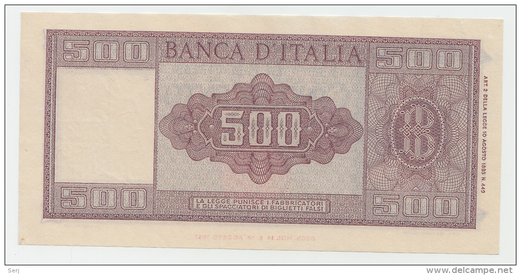 Italy 500 Lire 1947 XF Banknote P 80a - 500 Lire