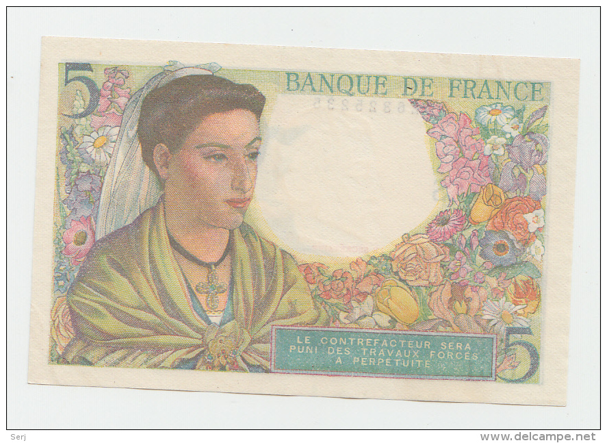 FRANCE 5 FRANCS 1943 XF++ P 98a 98 A - 5 F 1943-1947 ''Berger''