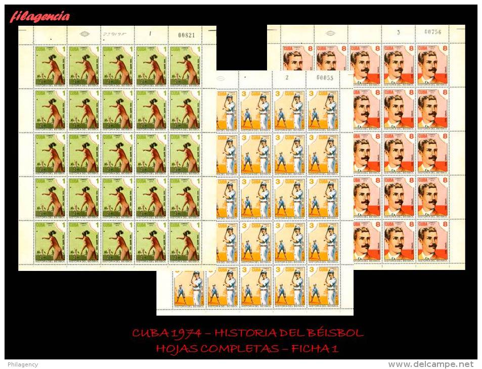 CUBA. PLIEGOS. 1974-22 HISTORIA DEL BÉISBOL - Blocs-feuillets