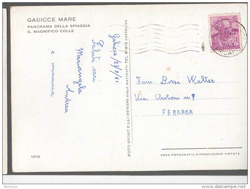 1961 GABICCE MARE PANORAMA FG V SEE 2 SCANS ANIMATA - Altri & Non Classificati