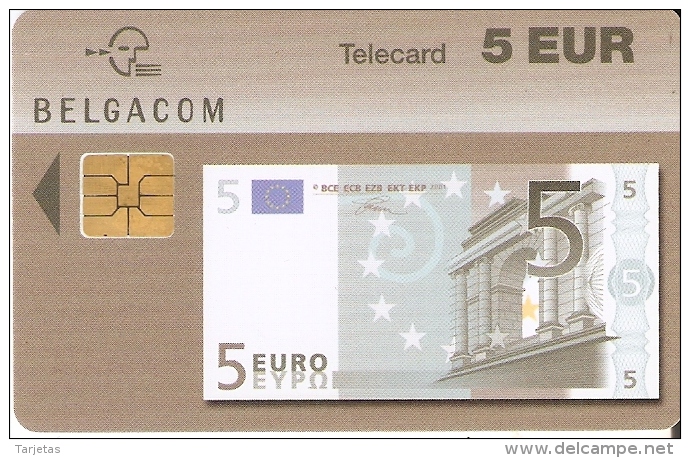 TARJETA DE BELGICA DE UN BILLETE DE 5 EUROS (BANKNOTE) 31/03/2005 - Timbres & Monnaies