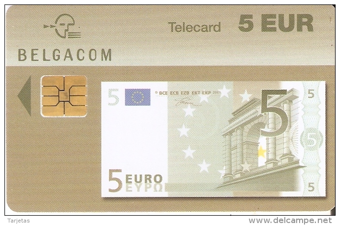 TARJETA DE BELGICA DE UN BILLETE DE 5 EUROS (BANKNOTE) 31/07/2005 - Timbres & Monnaies