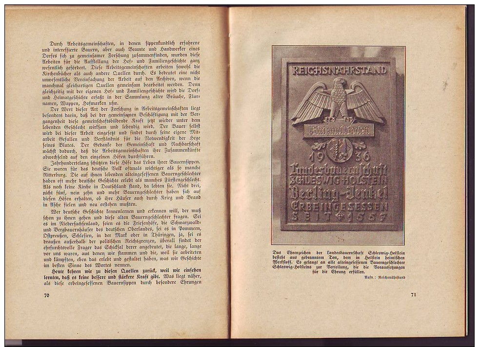 WW II : NS  Buch Reichsnährstand Blut Und Boden, Junge Dortgemeinschaft,Der Arbeitsabend Folge 3, - 1939-45